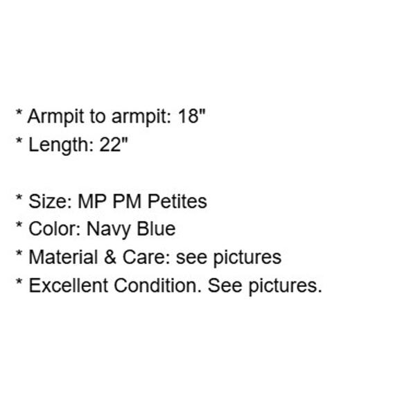 Talbots Puffer Vest Petites MP PM Navy Blue Quilted Full Zip Snaps Pockets - Picture 5 of 16